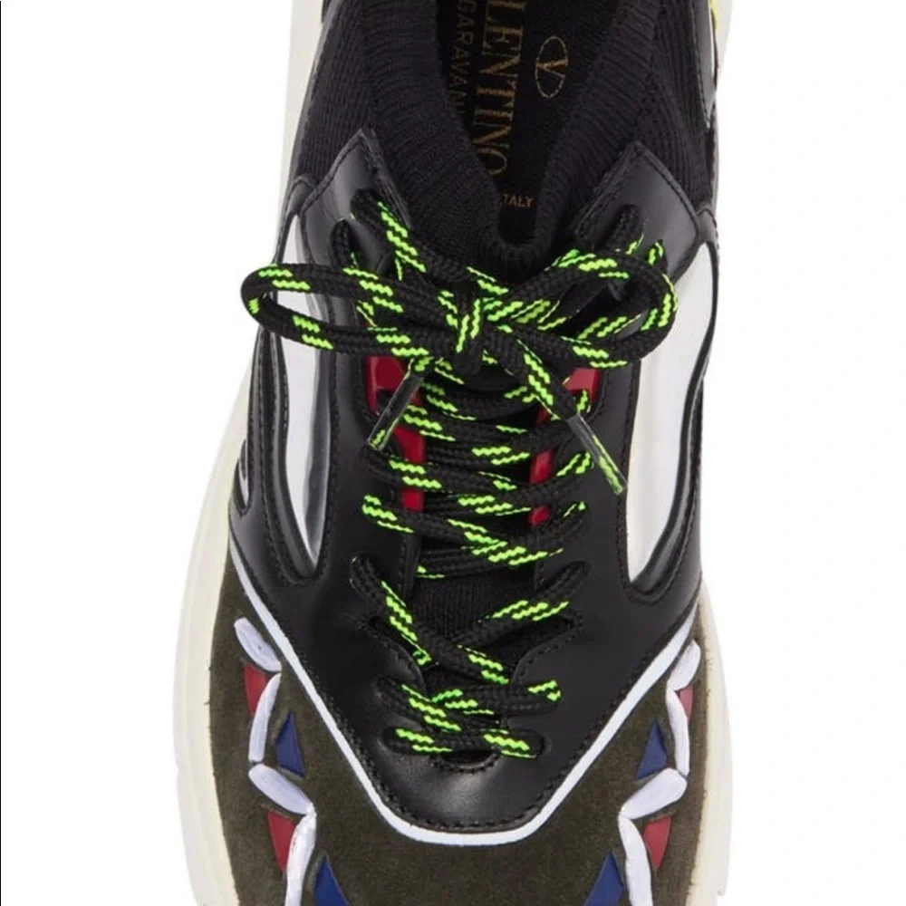 Valentino Geo Design Leather Overlay Mesh Sneaker - Picture 6 of 6